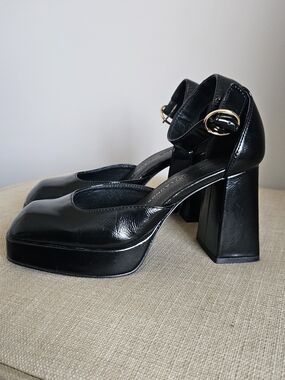 Chinese Laundry Black Patent Platform Mary Janes – Square Toe